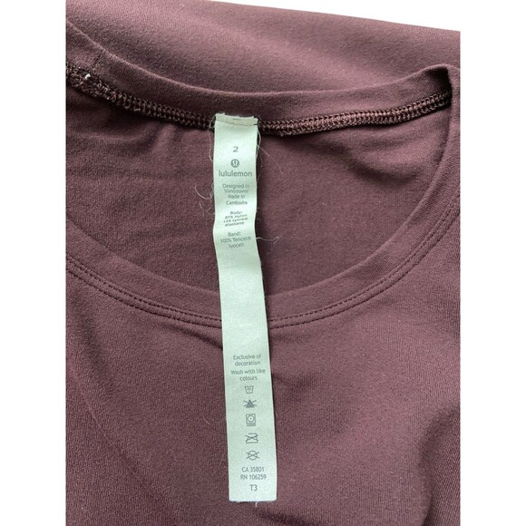 Lululemon Women's Size 2 Burgundy Maroon Ease of Mind Athleisure Top Stretch - Picture 6 of 6
